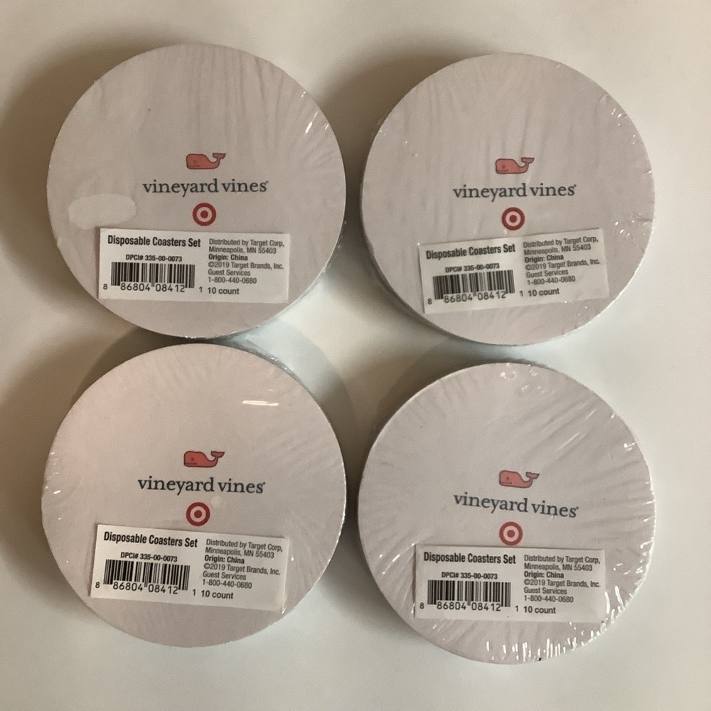 Vineyard Vines Disposable Coasters Set of 4. New - Picture 2 of 2
